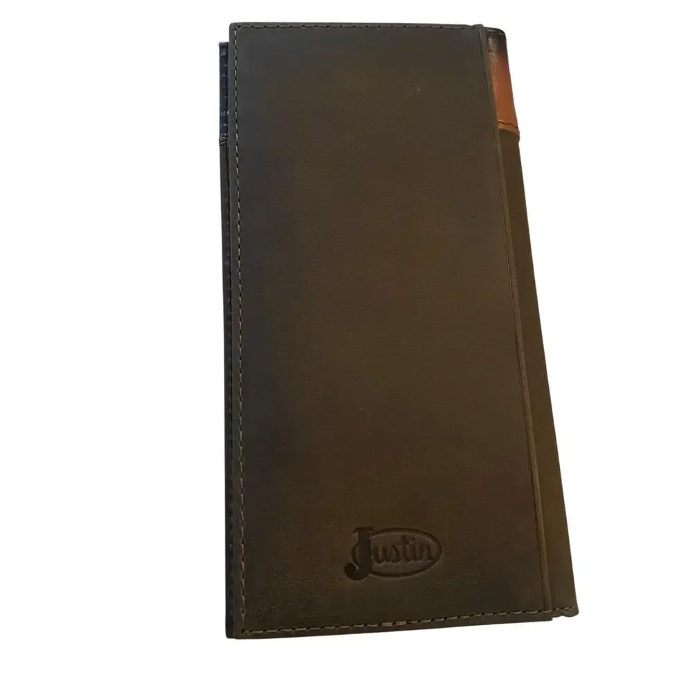 NWT Men’s Justin Russet Inlay Rodeo Genuine Leather Brown Western RFID Wallet